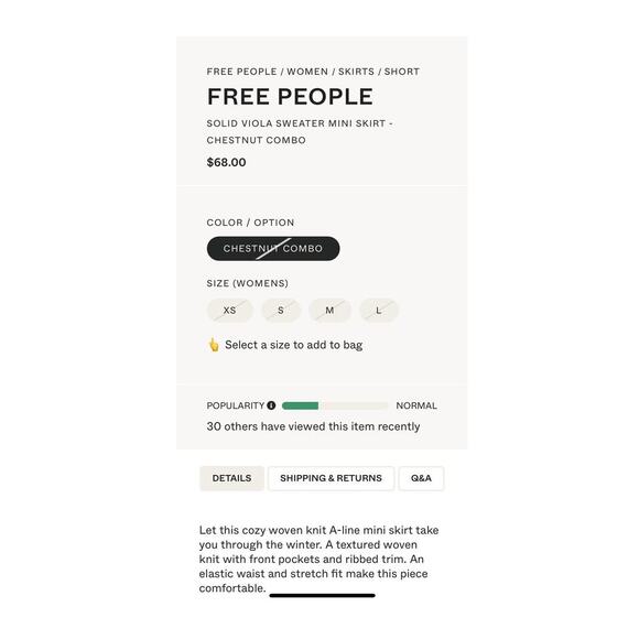 Free People Solid Viva Sweater Mini Skirt Size XS - Picture 4 of 12